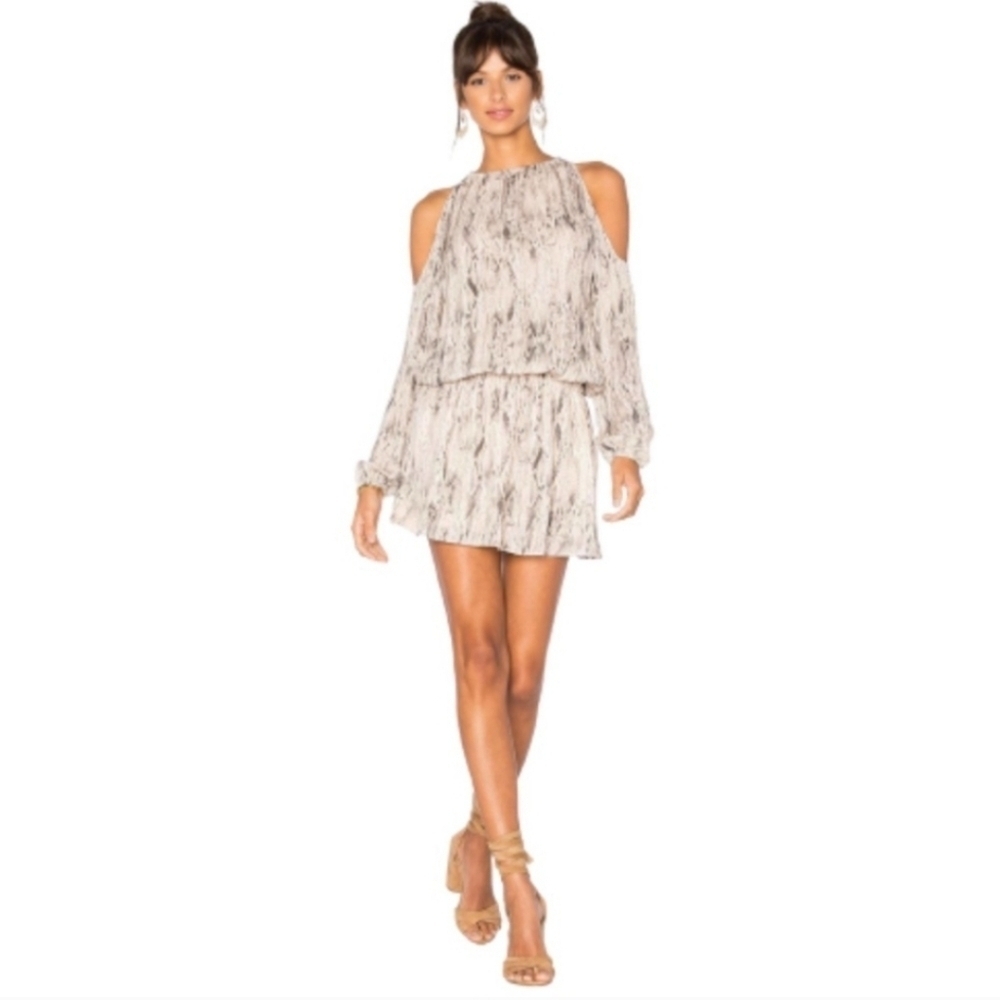 Ramy Brook Elegant Women's Cold Shoulder Long Sleeve Mini Dress Animal Print